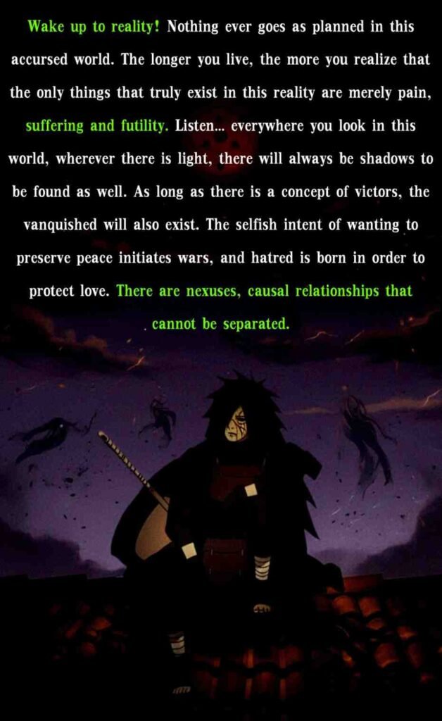 A speech by Madara Uchiha, "Wake up to reality"