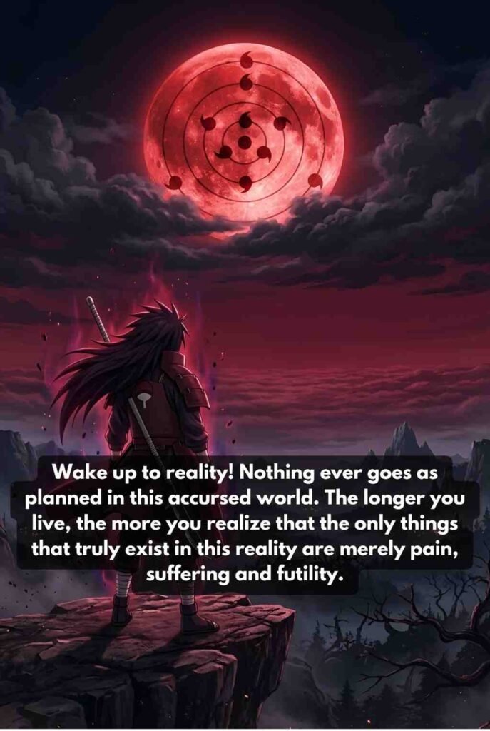 Madara Uchiha quote, 'Wake up to reality'